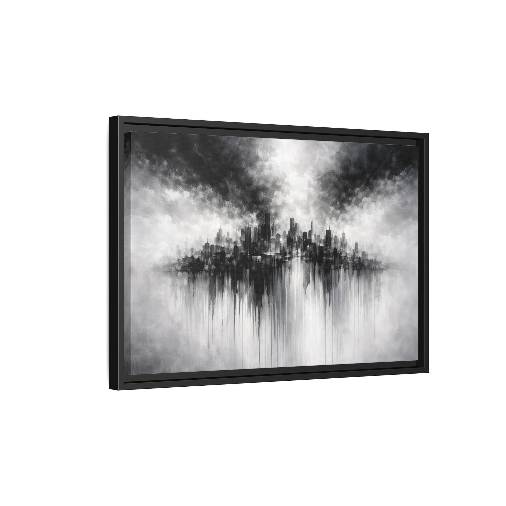 Noir Skyline Matte Canvas, Framed (Multi - color) - ZumBuys