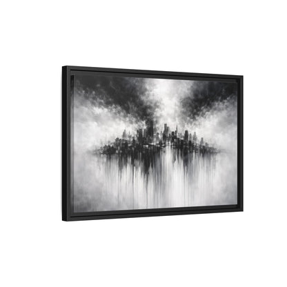 Noir Skyline Matte Canvas, Framed (Multi - color) - ZumBuys