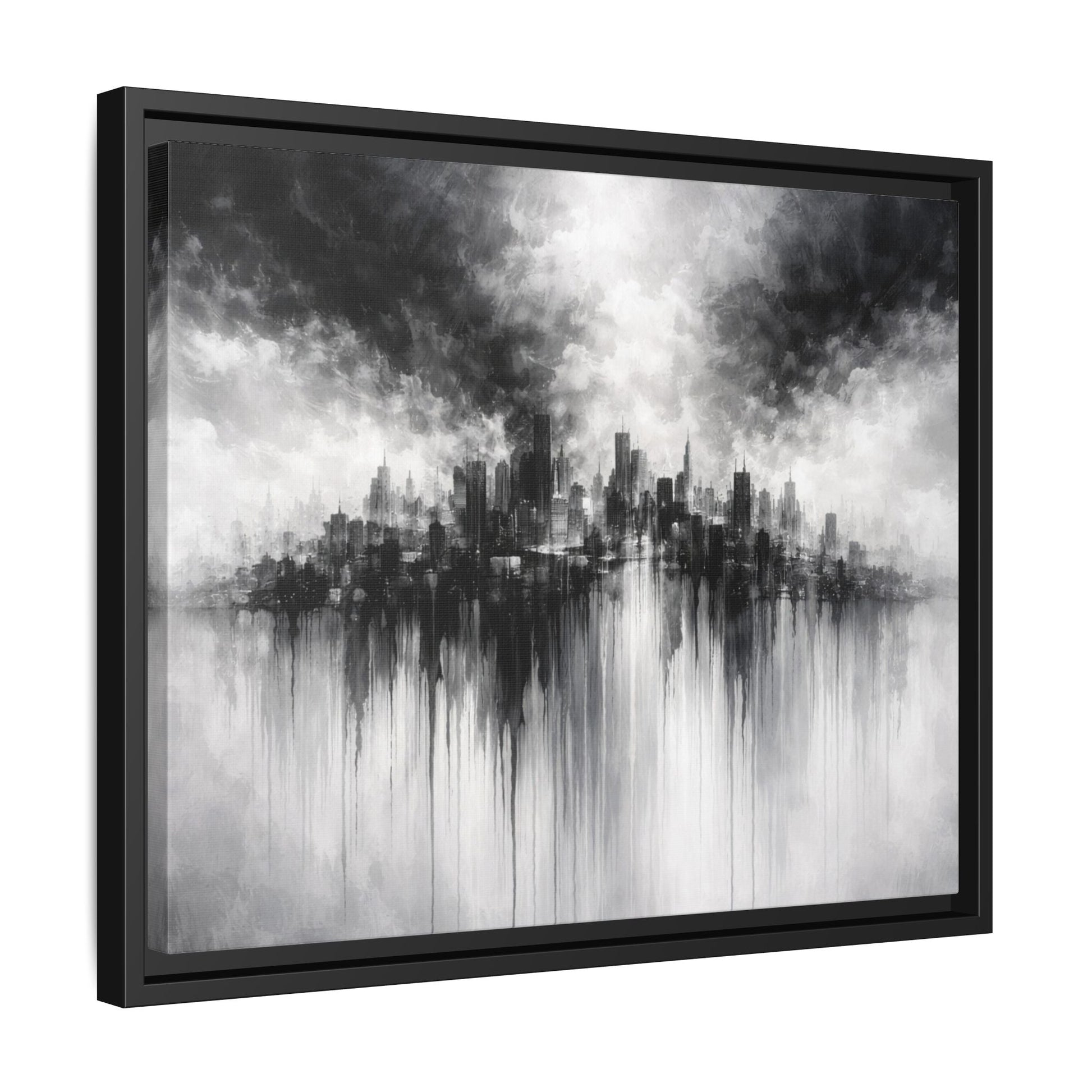 Noir Skyline Matte Canvas, Framed (Multi - color) - ZumBuys