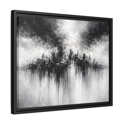 Noir Skyline Matte Canvas, Framed (Multi - color) - ZumBuys
