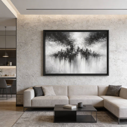 Noir Skyline Matte Canvas, Framed (Multi - color) - ZumBuys