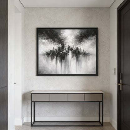 Noir Skyline Matte Canvas, Framed (Multi - color) - ZumBuys