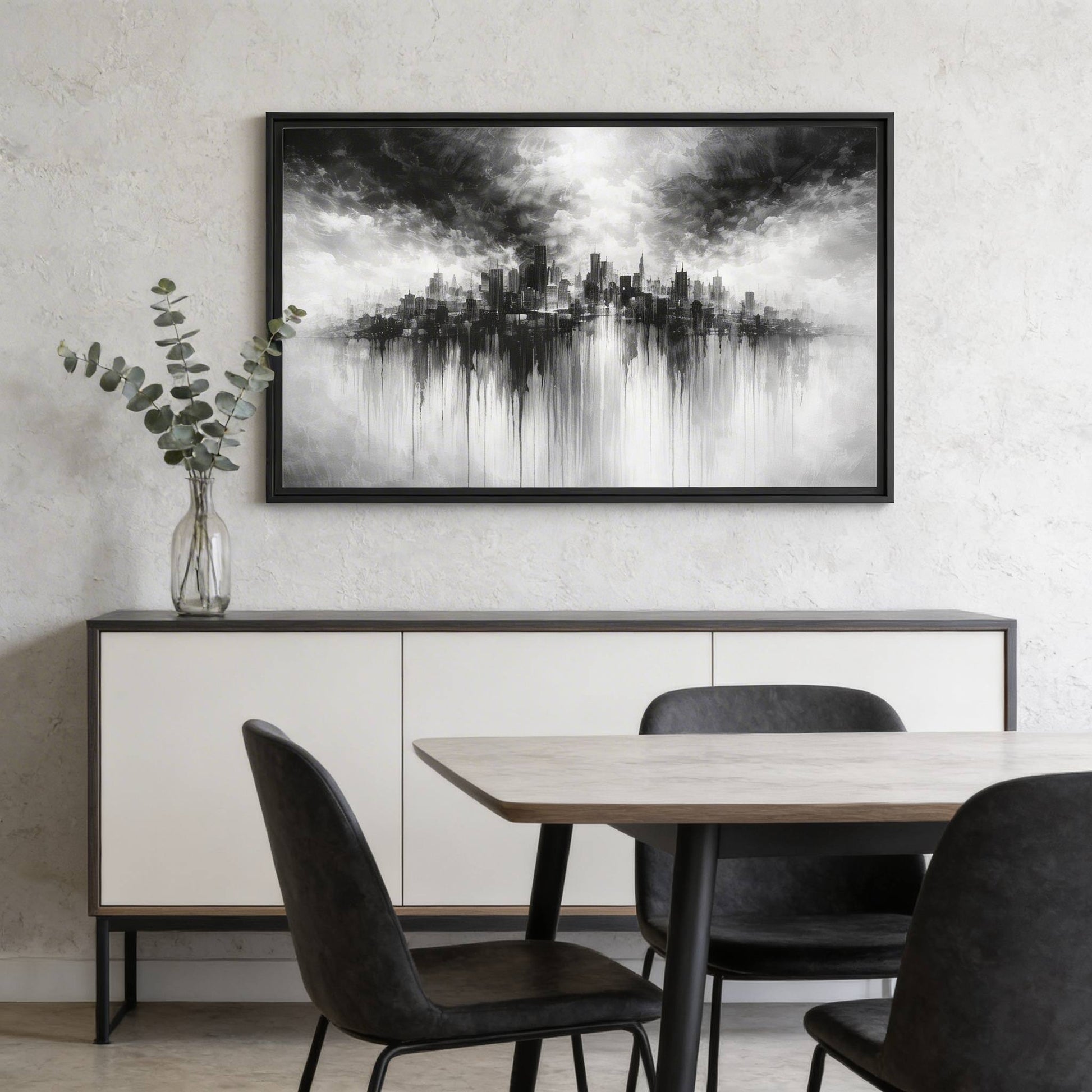 Noir Skyline Matte Canvas, Framed (Multi - color) - ZumBuys