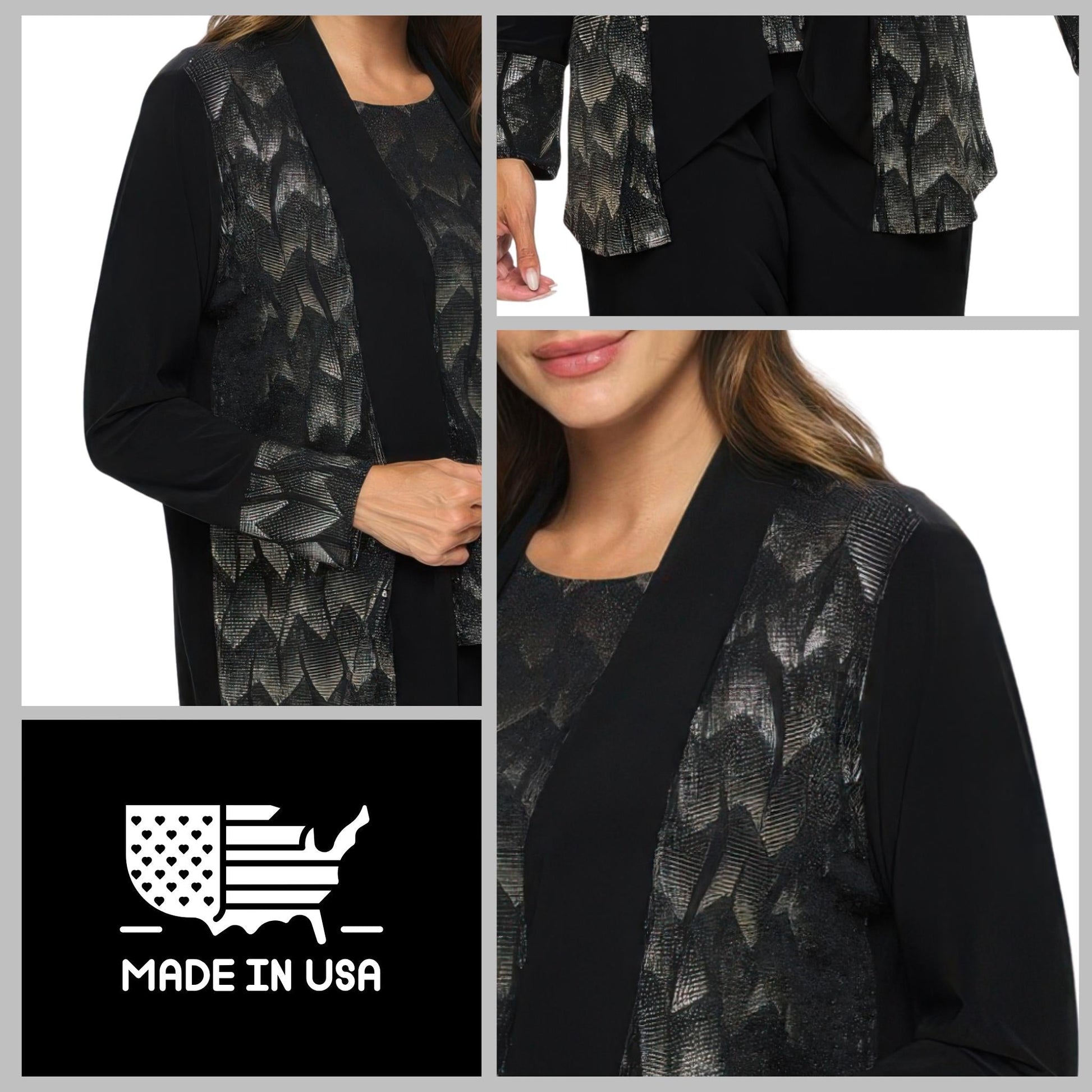 Nylon Foil Sequin Contrast Jacket - ZumBuys