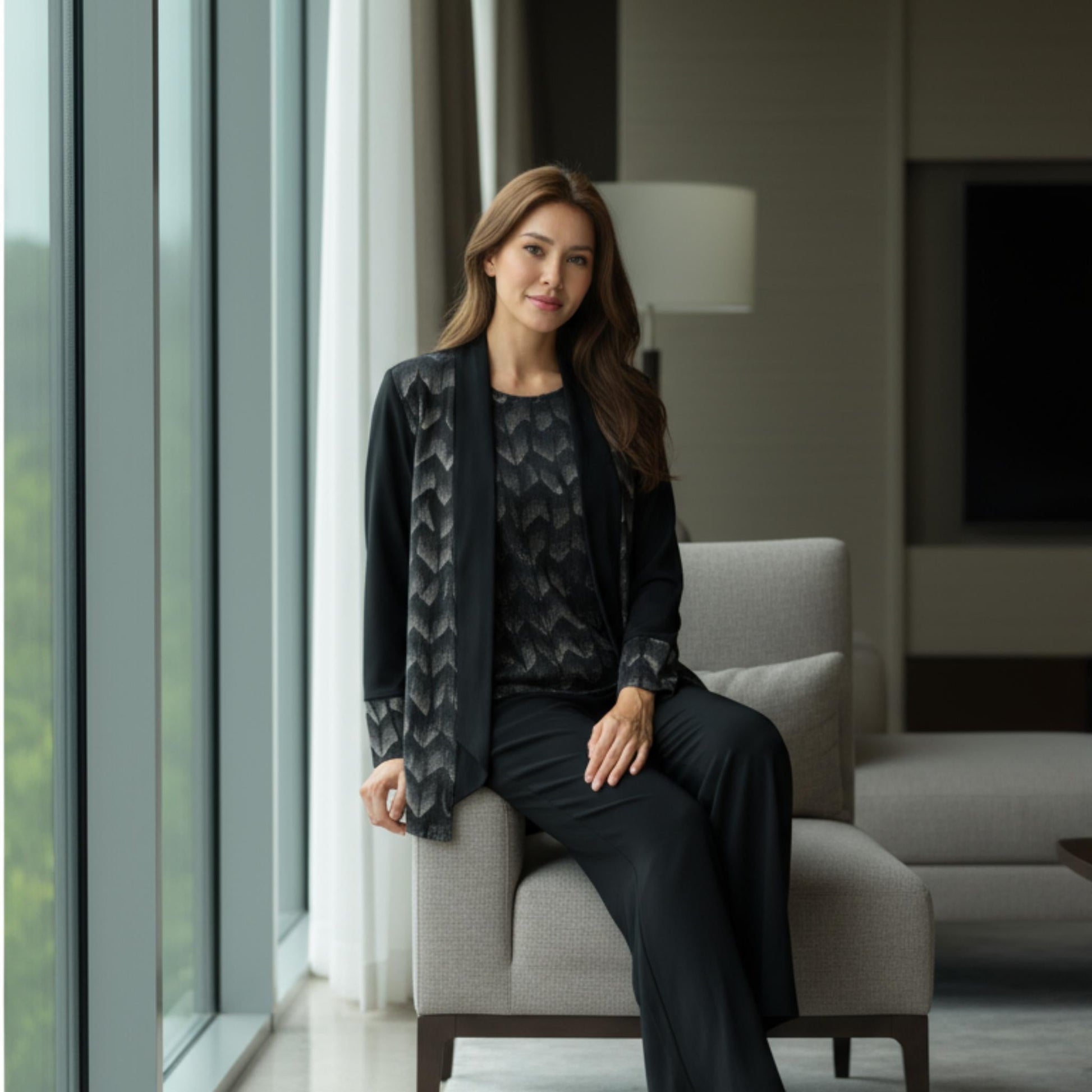 Nylon Foil Sequin Contrast Jacket - ZumBuys