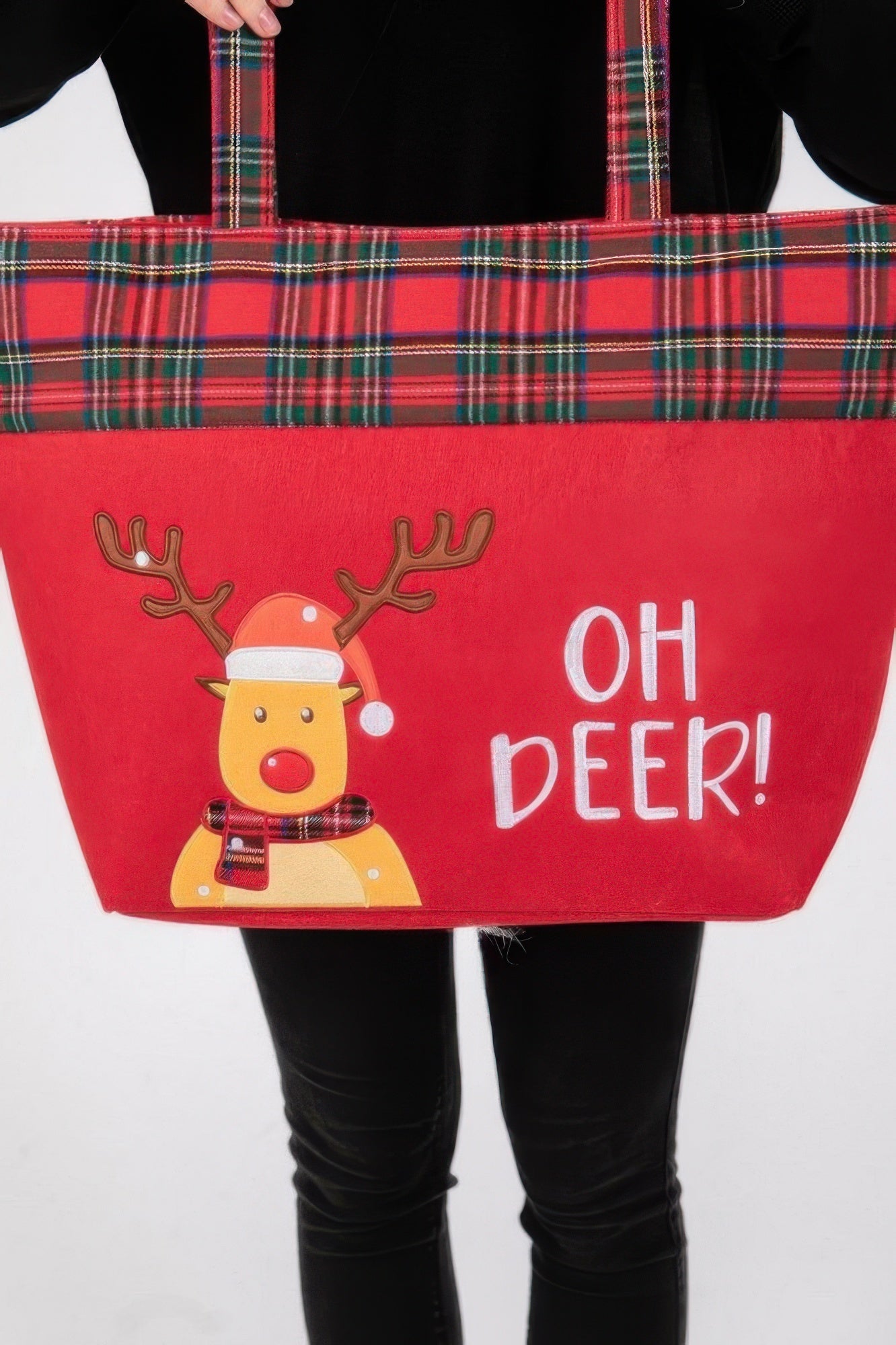 Oh Deer Letter Reindeer Christmas Tote Bag - ZumBuys