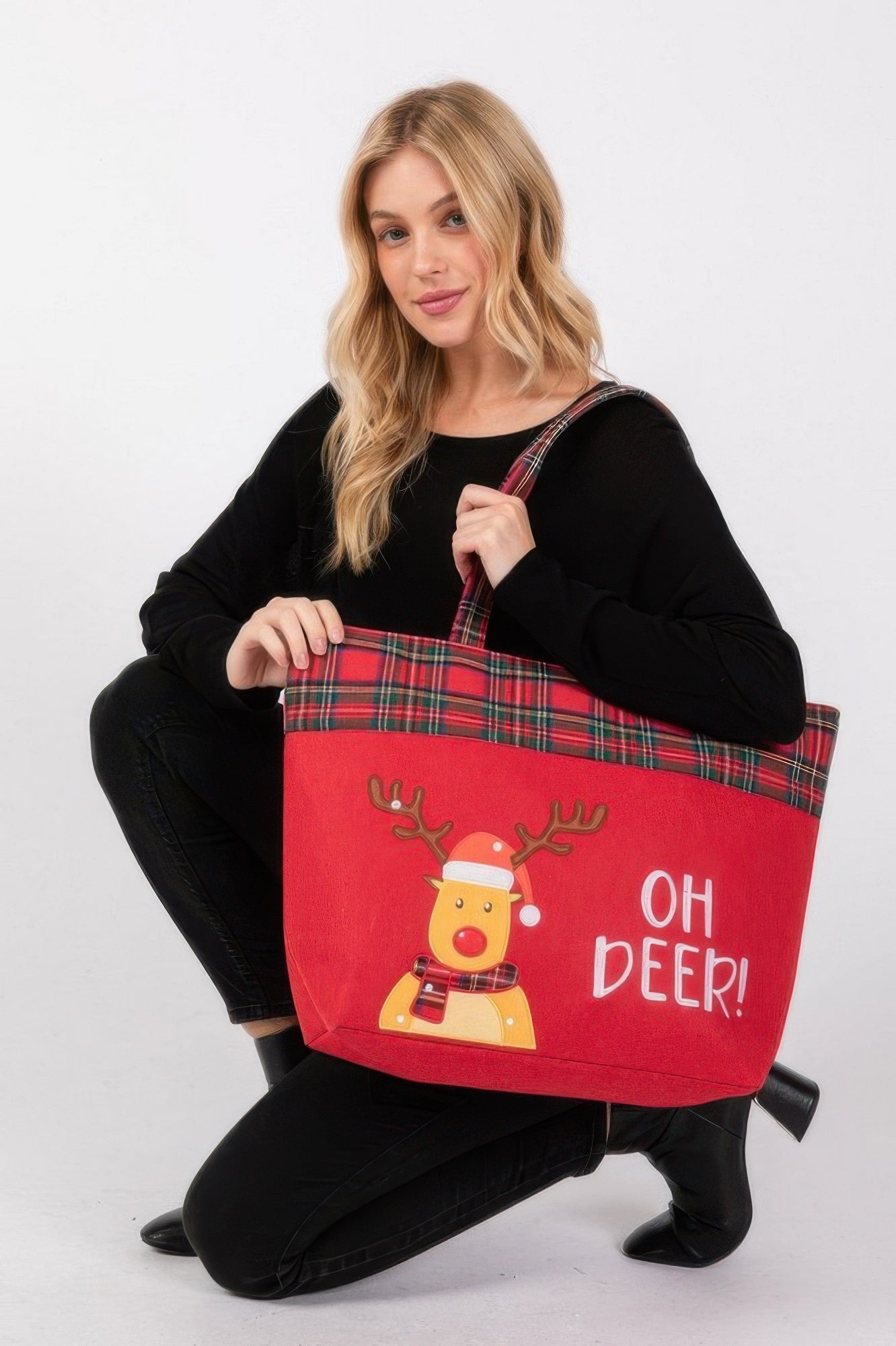 Oh Deer Letter Reindeer Christmas Tote Bag - ZumBuys
