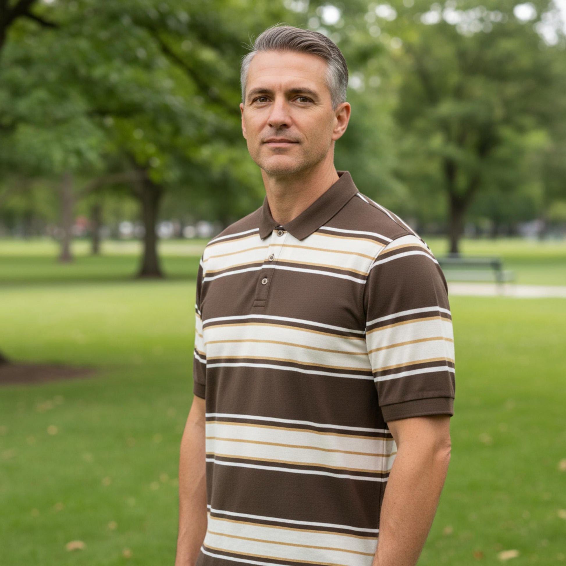 Old School Striped Pique Polo Shirt - ZumBuys