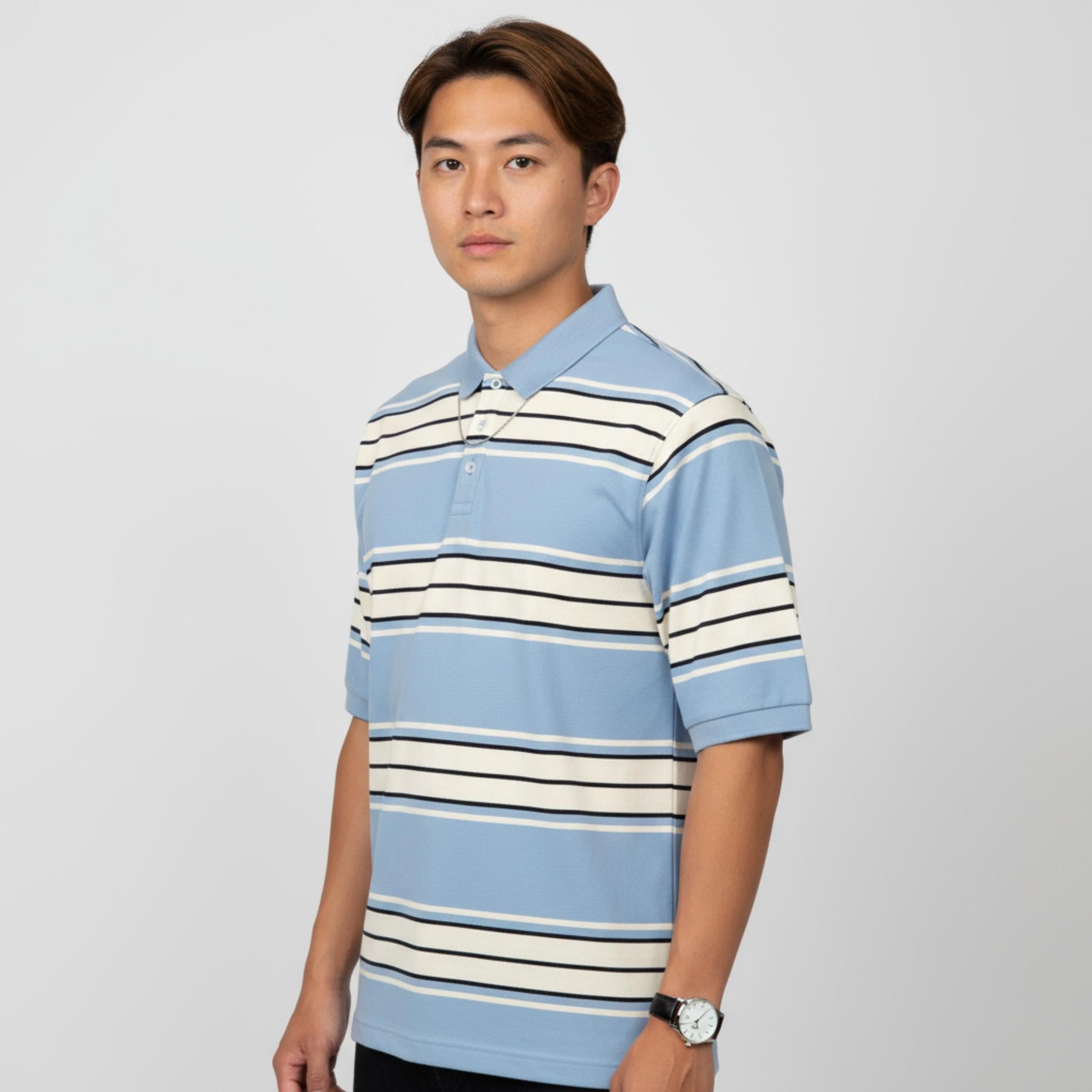 Old School Striped Pique Polo Shirt - ZumBuys