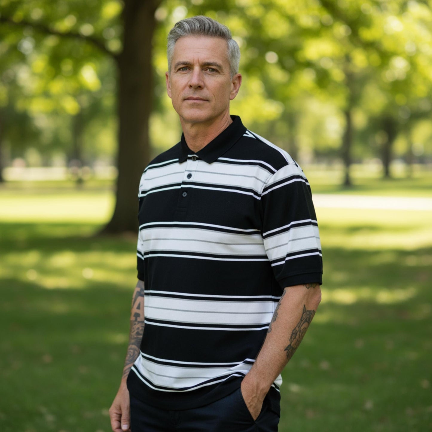 Old School Striped Pique Polo Shirt - ZumBuys