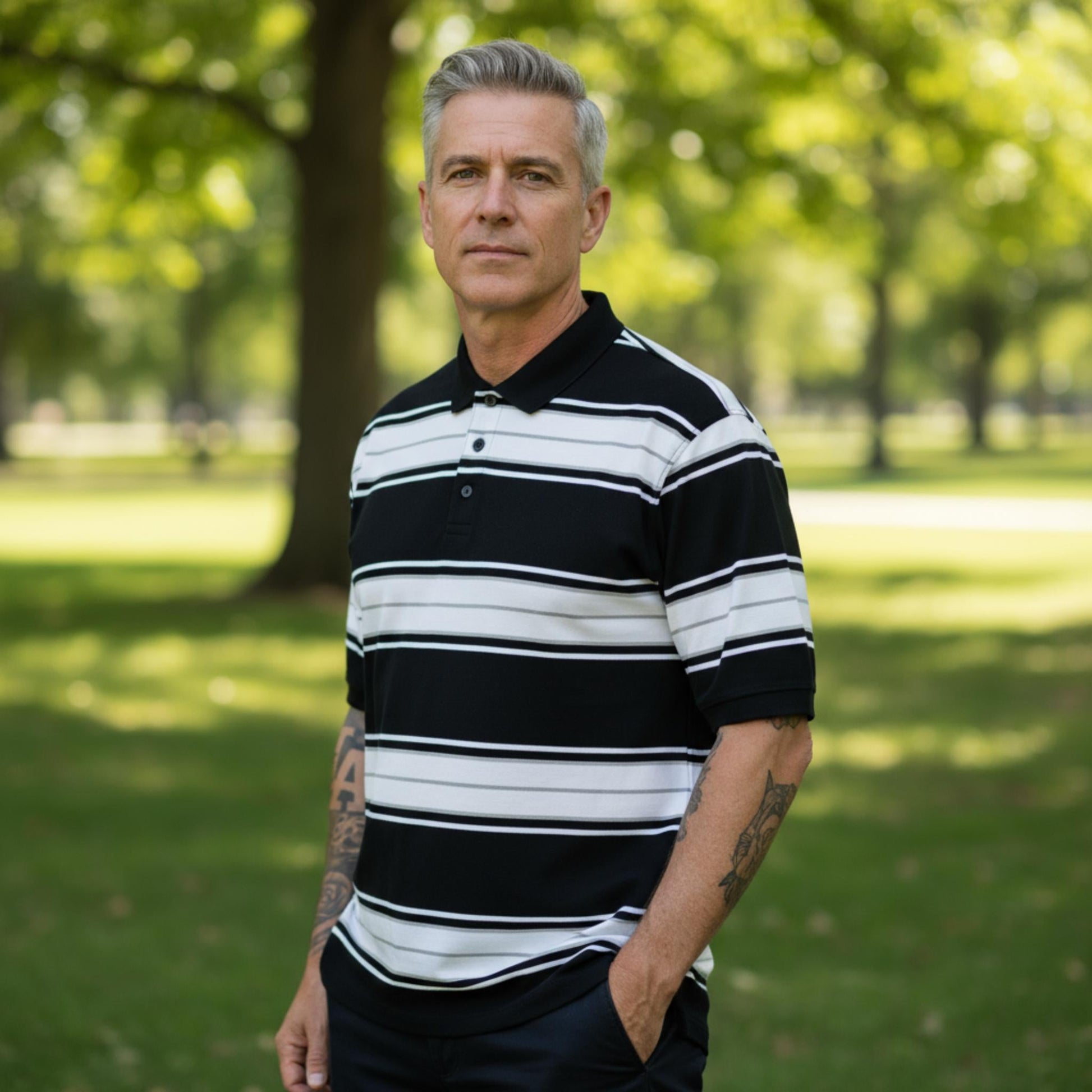 Old School Striped Pique Polo Shirt - ZumBuys