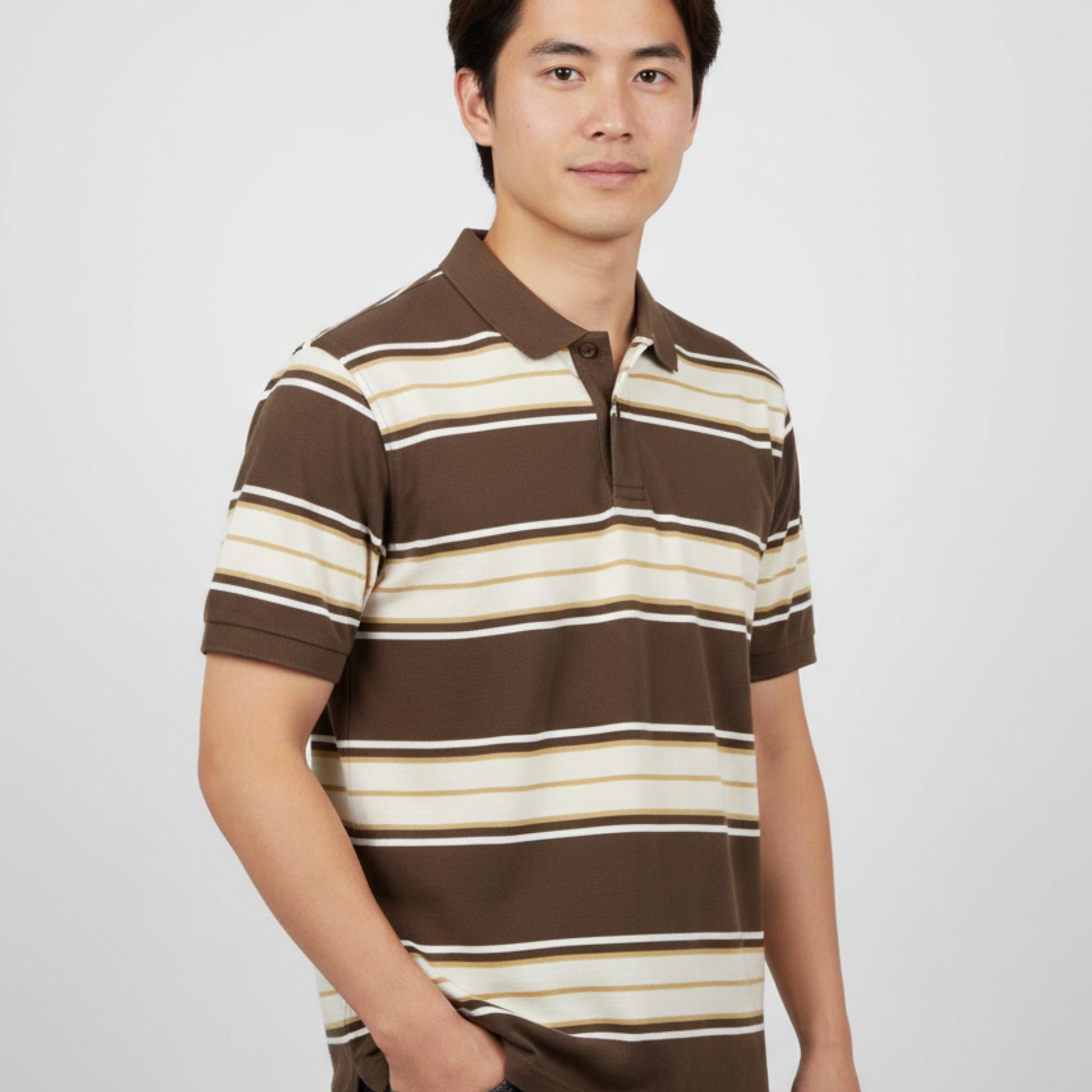 Old School Striped Pique Polo Shirt - ZumBuys