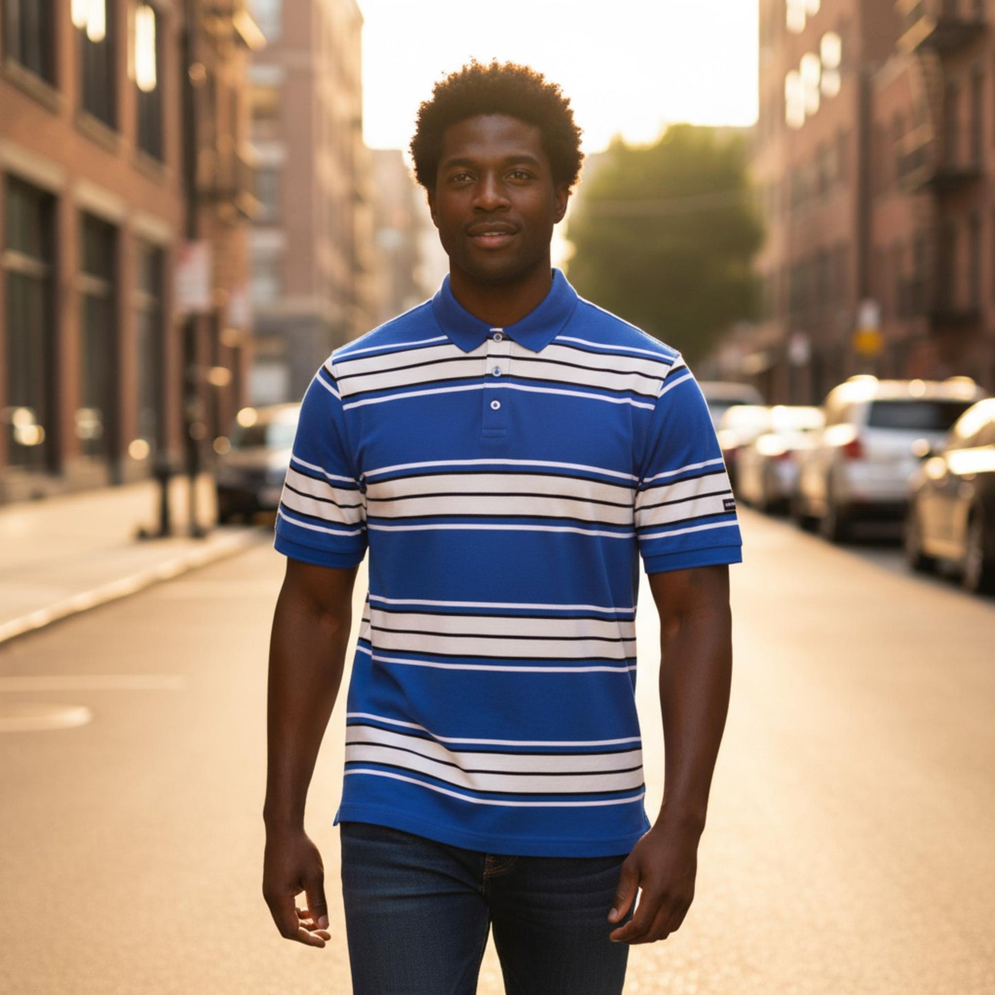 Old School Striped Pique Polo Shirt - ZumBuys