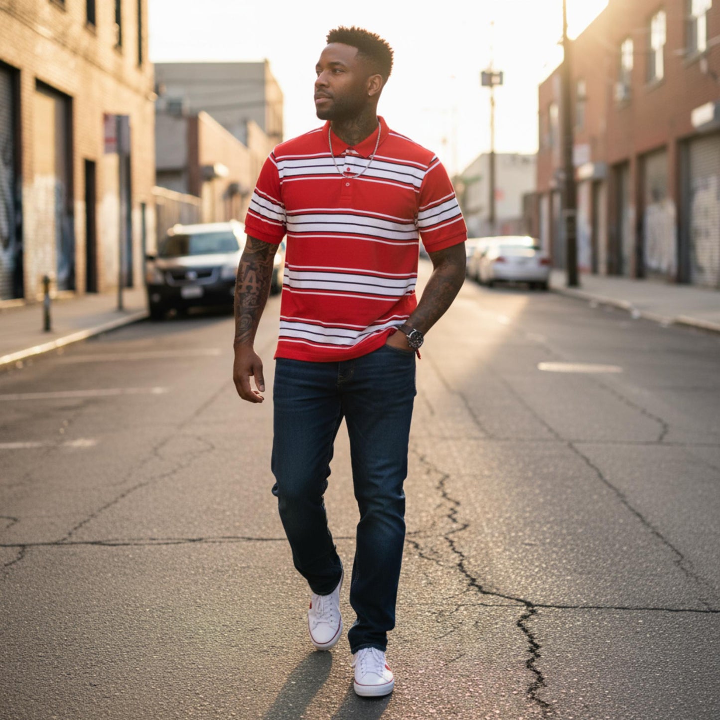 Old School Striped Pique Polo Shirt - ZumBuys