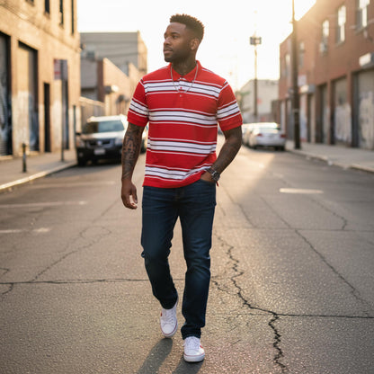 Old School Striped Pique Polo Shirt - ZumBuys
