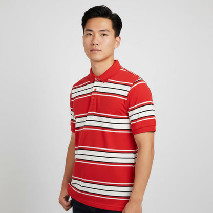 Old School Striped Pique Polo Shirt - ZumBuys