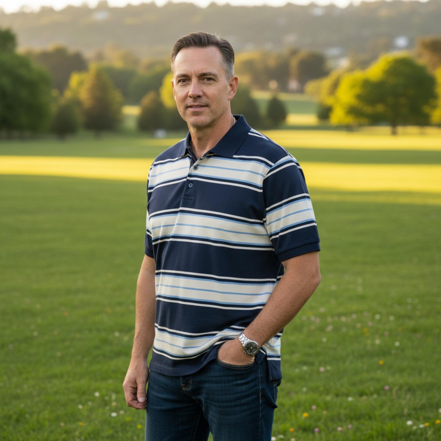 Old School Striped Pique Polo Shirt - ZumBuys