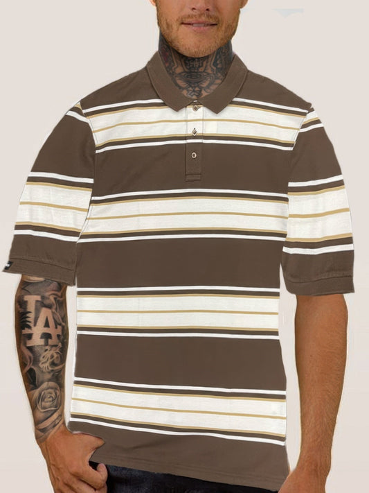Old School Striped Pique Polo Shirt - ZumBuys