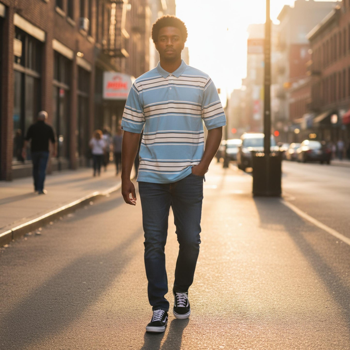 Old School Striped Pique Polo Shirt - ZumBuys