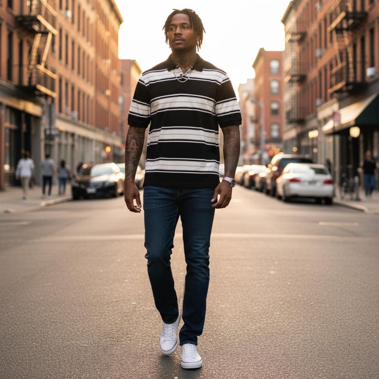 Old School Striped Pique Polo Shirt - ZumBuys