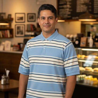 Old School Striped Pique Polo Shirt - ZumBuys