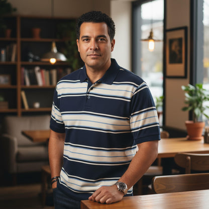 Old School Striped Pique Polo Shirt - ZumBuys