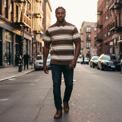 Old School Striped Pique Polo Shirt - ZumBuys
