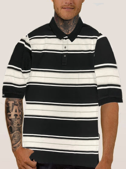 Old School Striped Pique Polo Shirt - ZumBuys