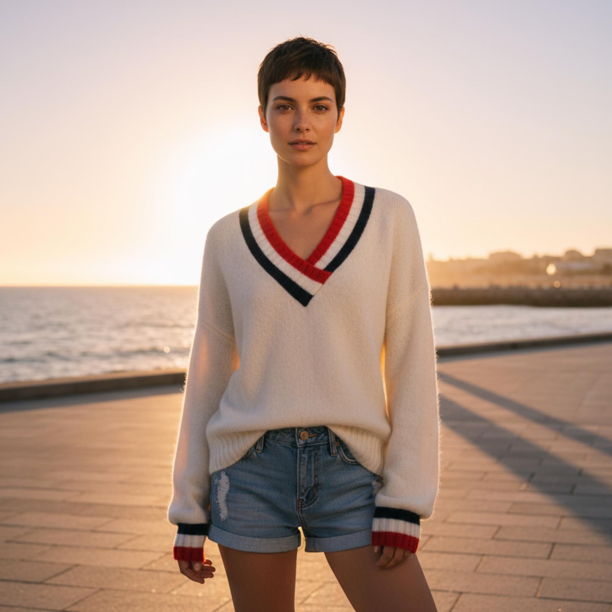 Overlap V Neck Sweater - ZumBuys