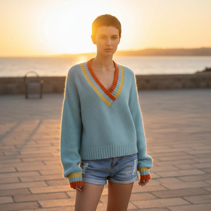 Overlap V Neck Sweater - ZumBuys