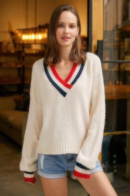 Overlap V Neck Sweater - ZumBuys