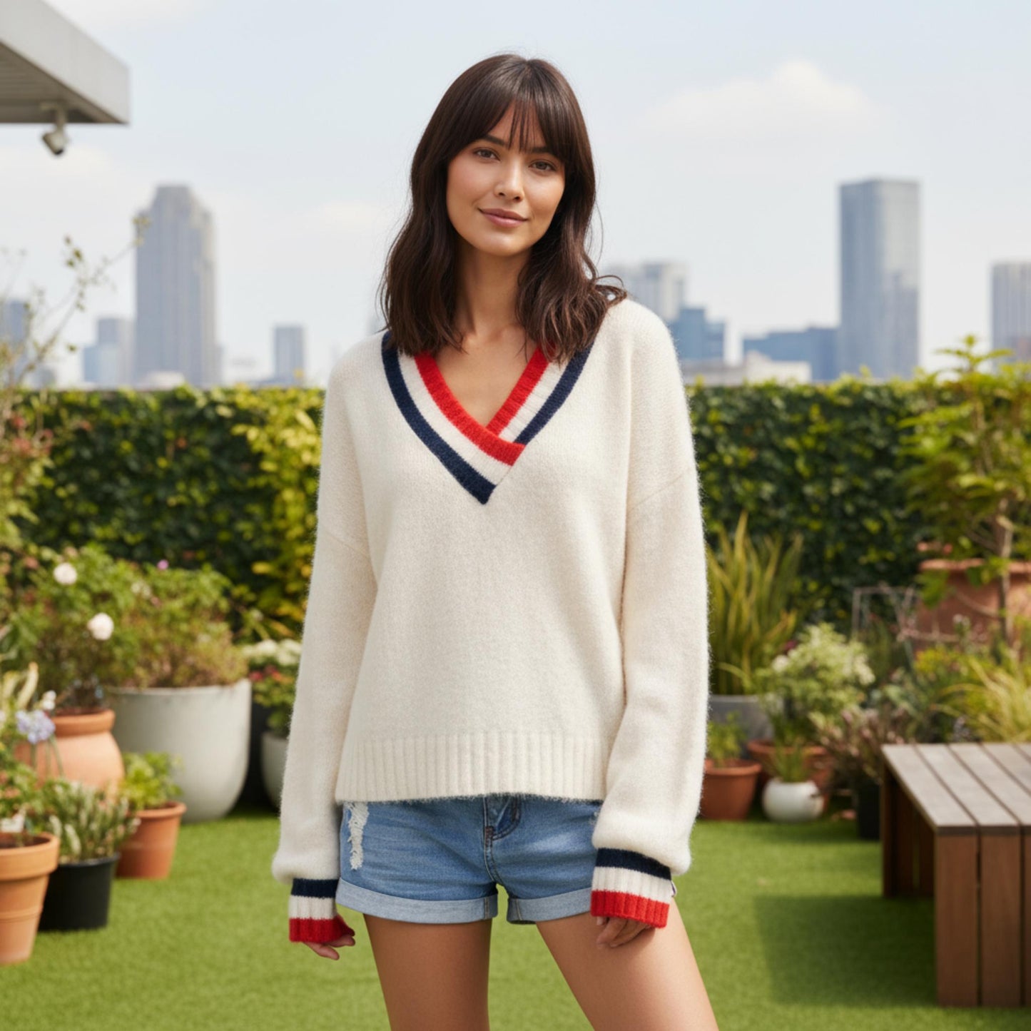 Overlap V Neck Sweater - ZumBuys