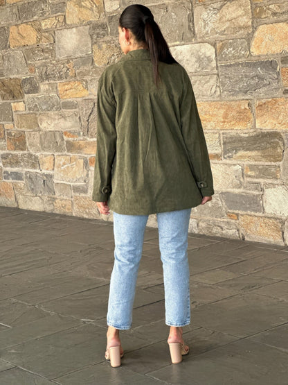 Oversized Corduroy Shacket Button Down Utility - ZumBuys