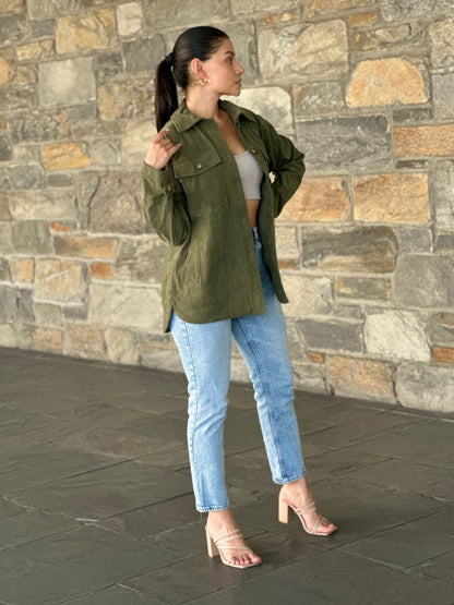 Oversized Corduroy Shacket Button Down Utility - ZumBuys