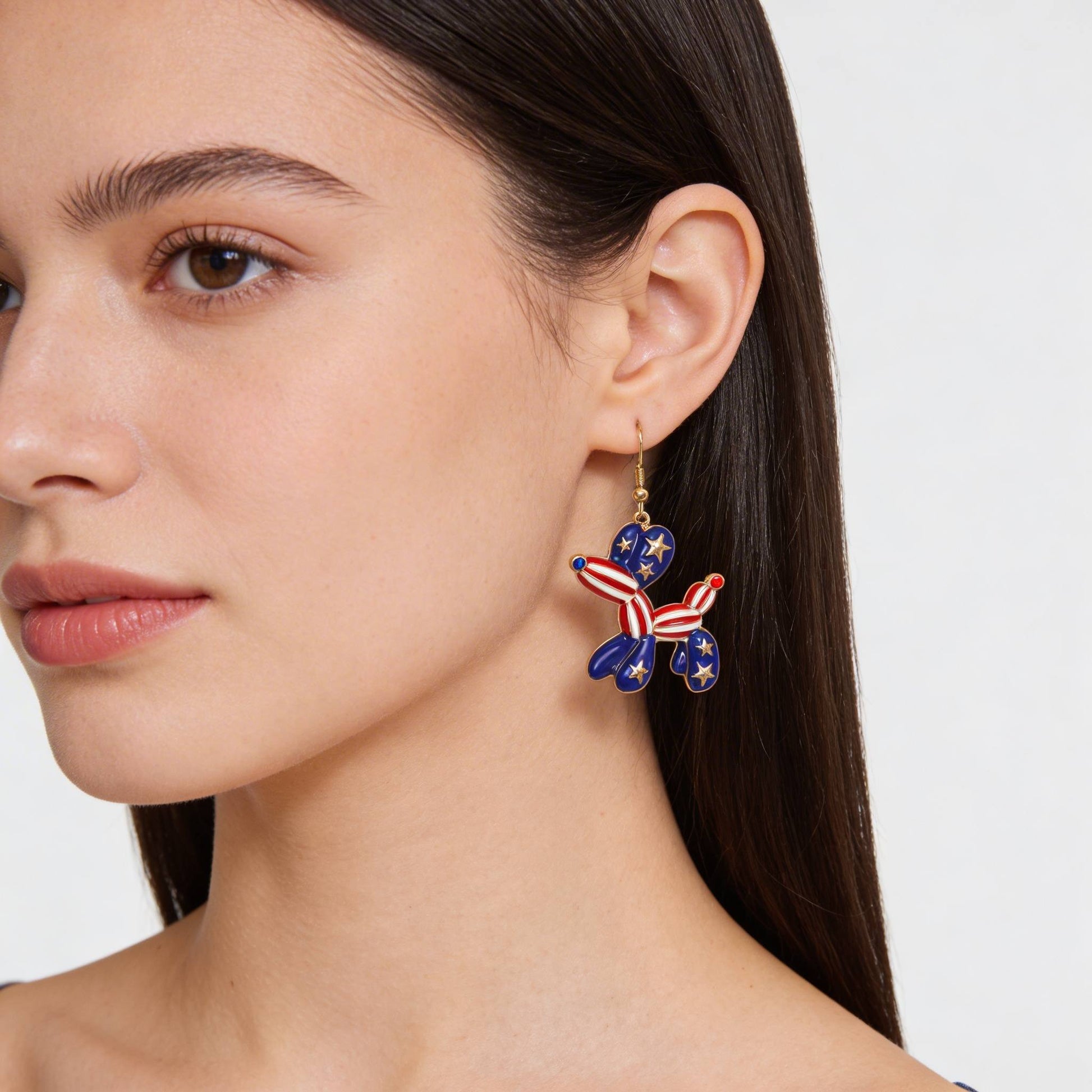 Patriotic Balloon Dog Dangle Earrings - ZumBuys