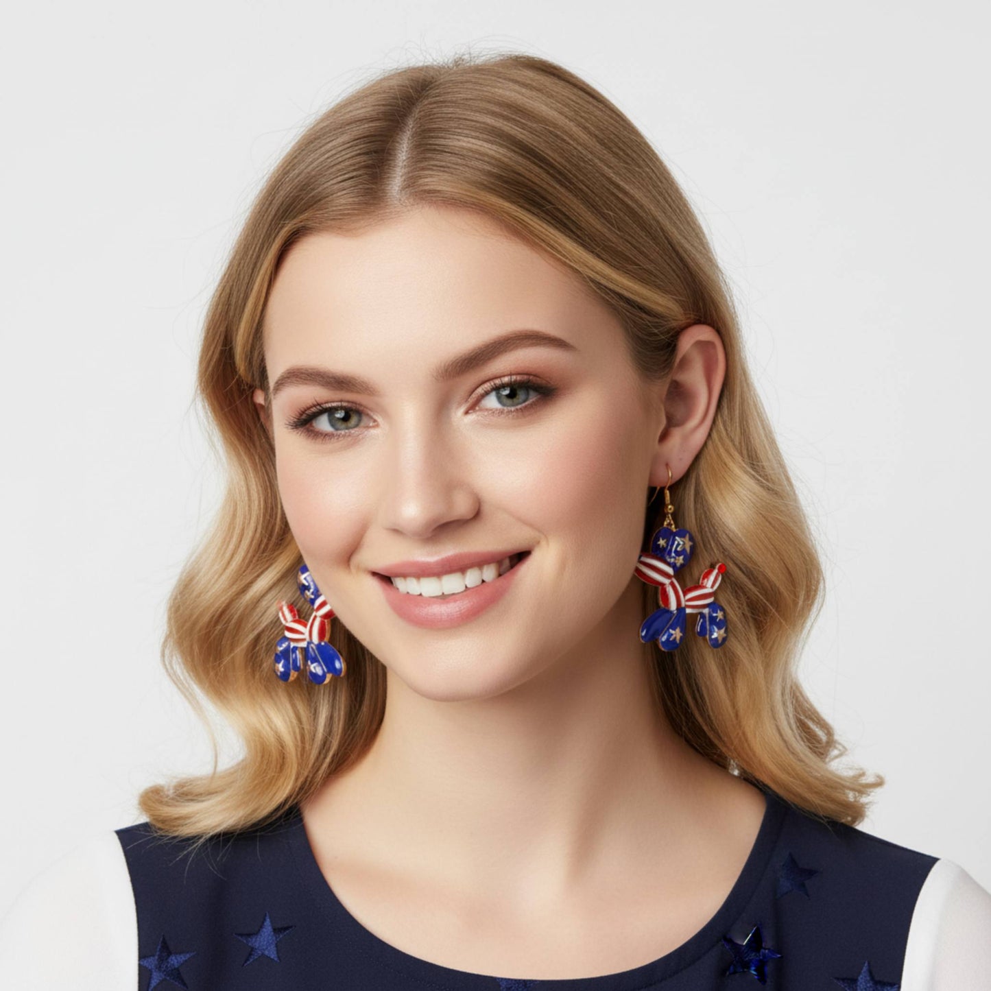 Patriotic Balloon Dog Dangle Earrings - ZumBuys