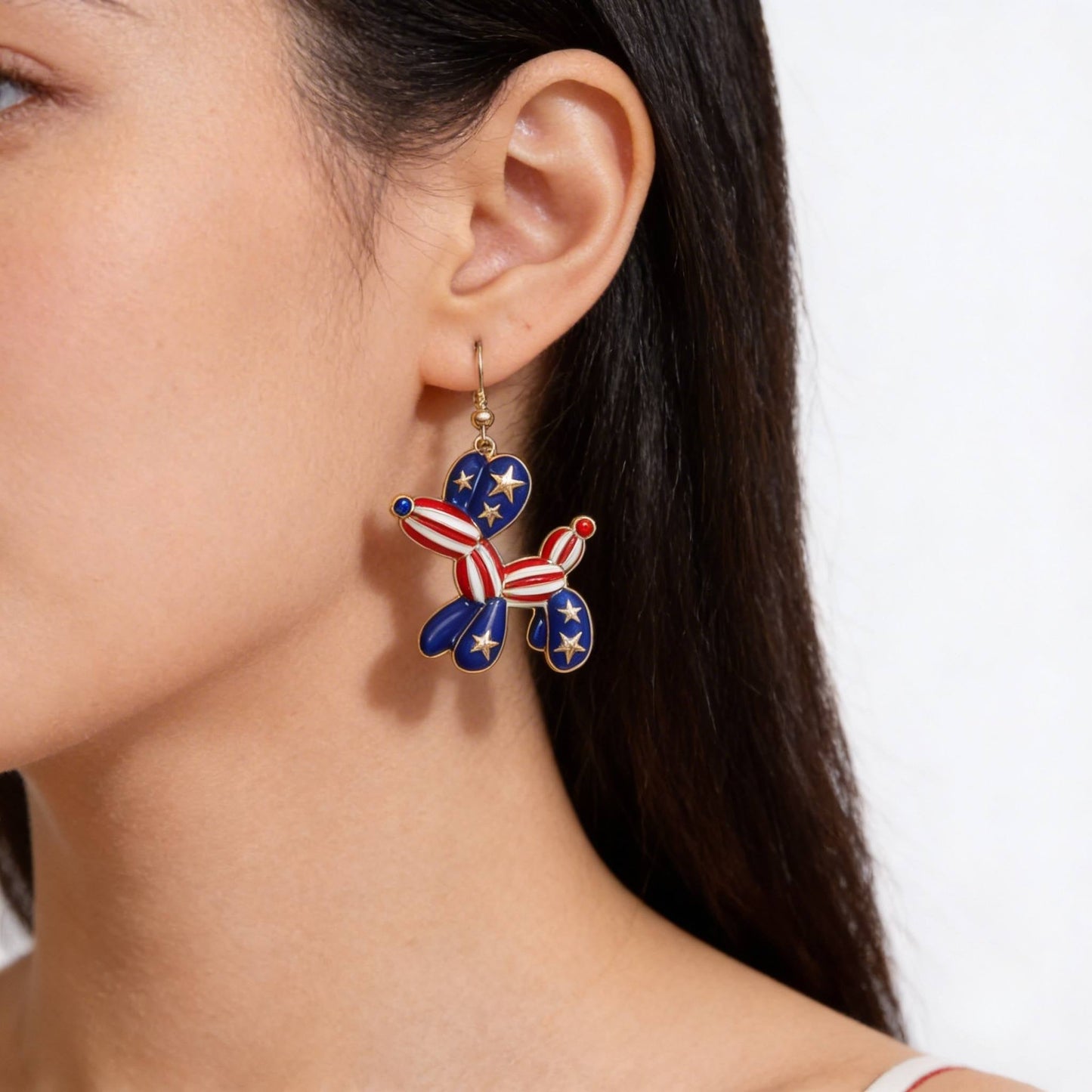 Patriotic Balloon Dog Dangle Earrings - ZumBuys