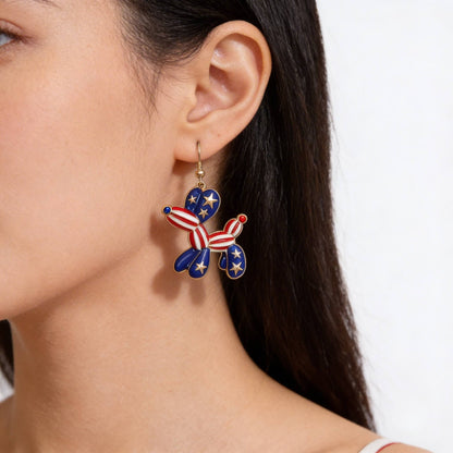 Patriotic Balloon Dog Dangle Earrings - ZumBuys