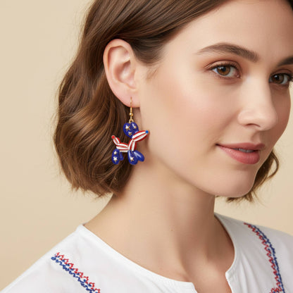 Patriotic Balloon Dog Dangle Earrings - ZumBuys