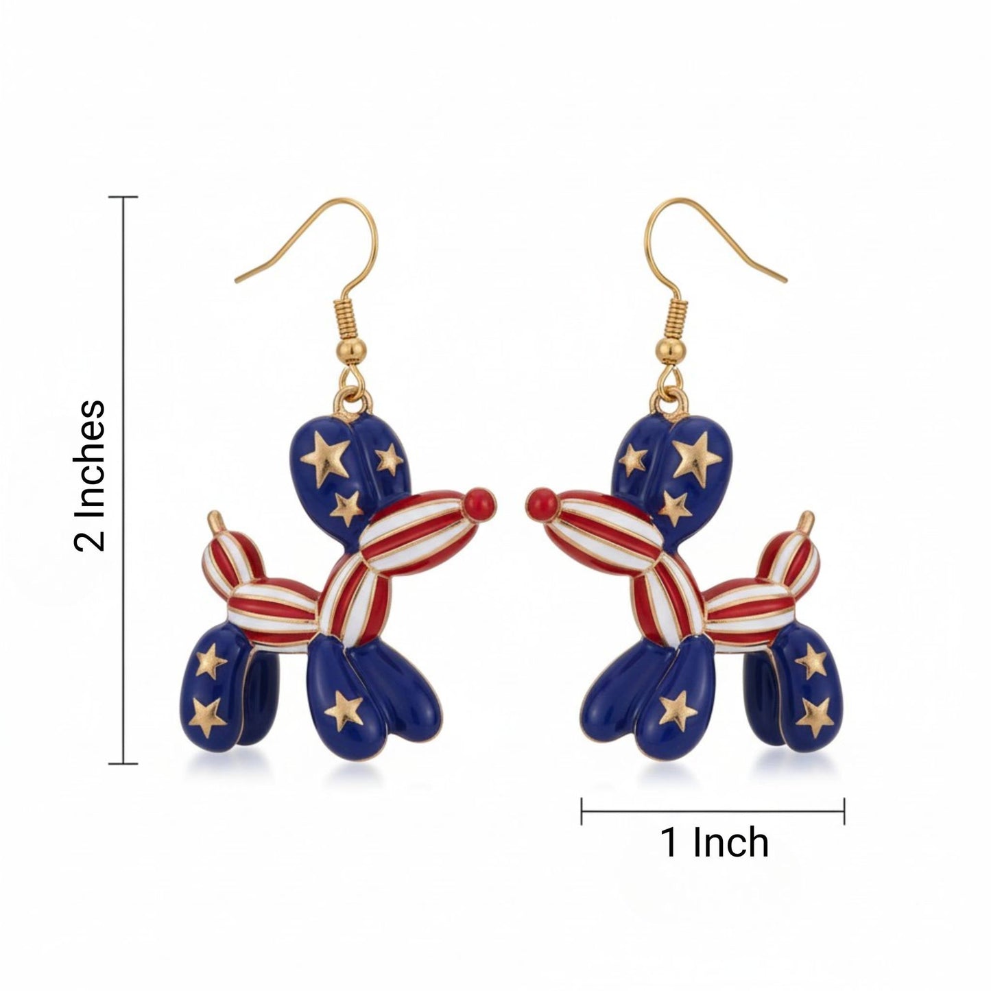 Patriotic Balloon Dog Dangle Earrings - ZumBuys