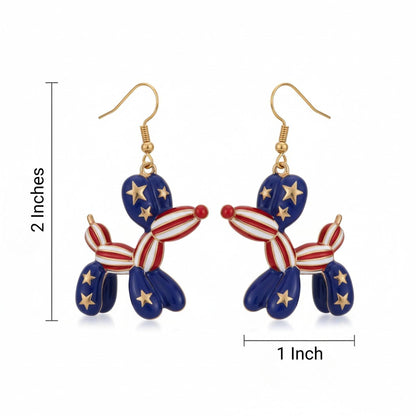 Patriotic Balloon Dog Dangle Earrings - ZumBuys