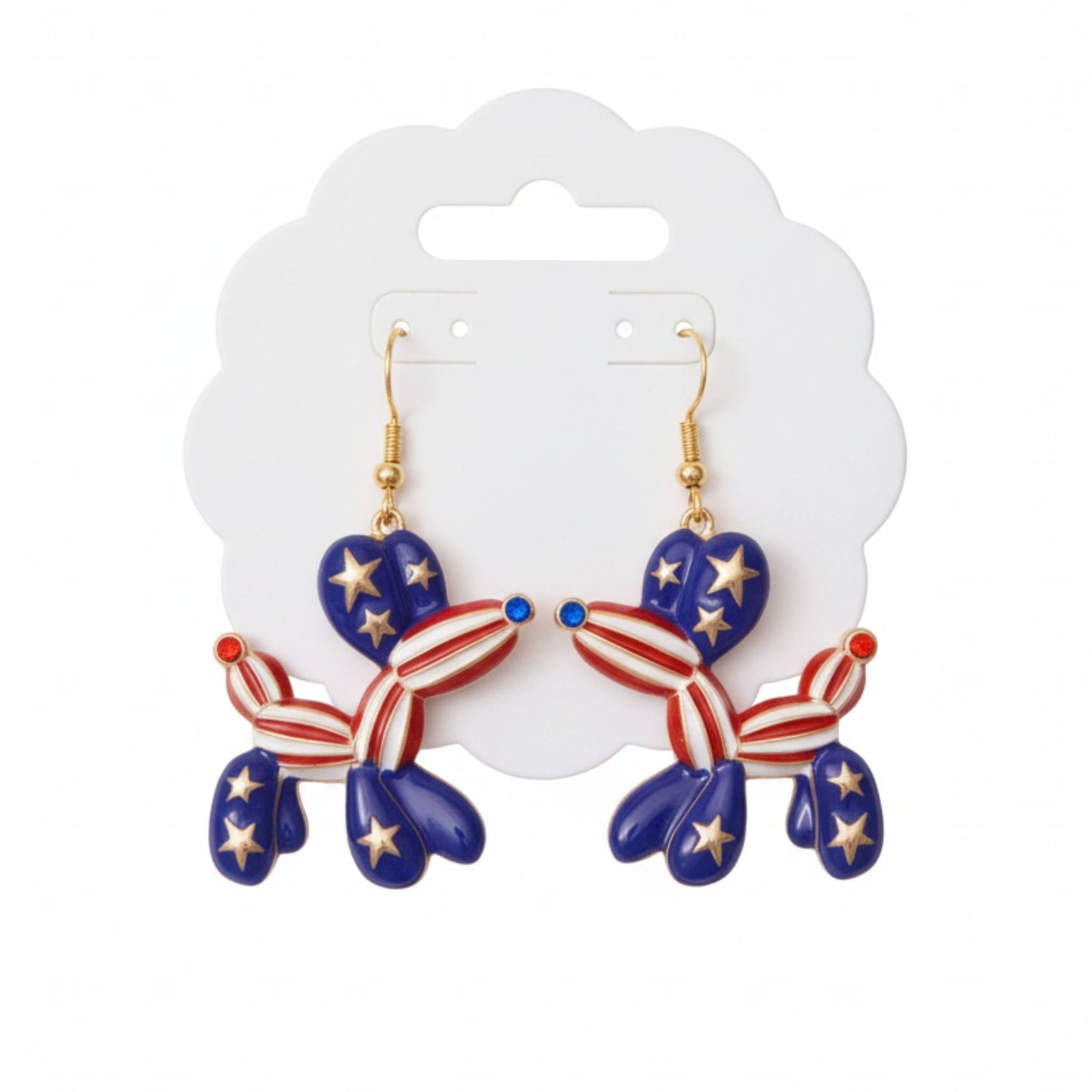 Patriotic Balloon Dog Dangle Earrings - ZumBuys