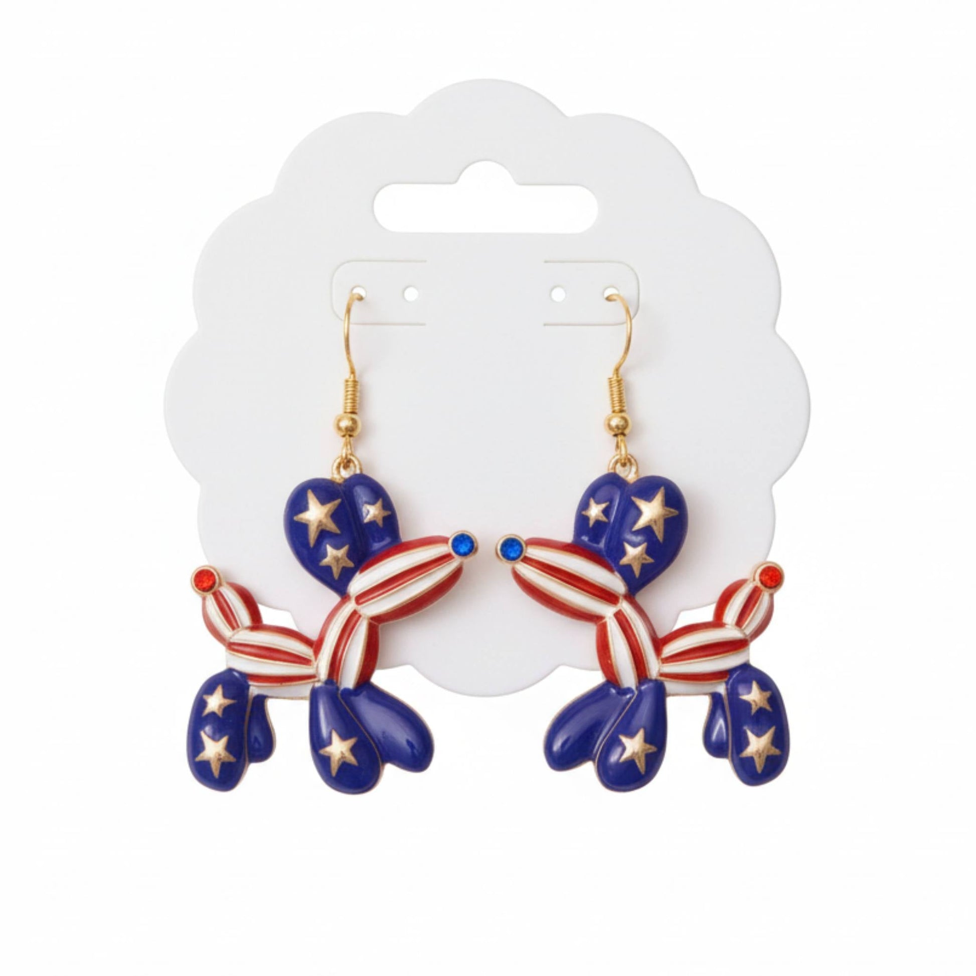 Patriotic Balloon Dog Dangle Earrings - ZumBuys