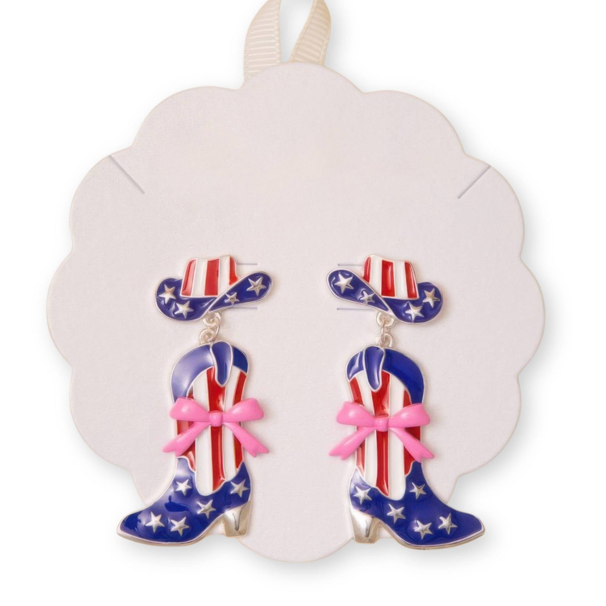 Patriotic Cowgirl Boot Post Earrings - ZumBuys