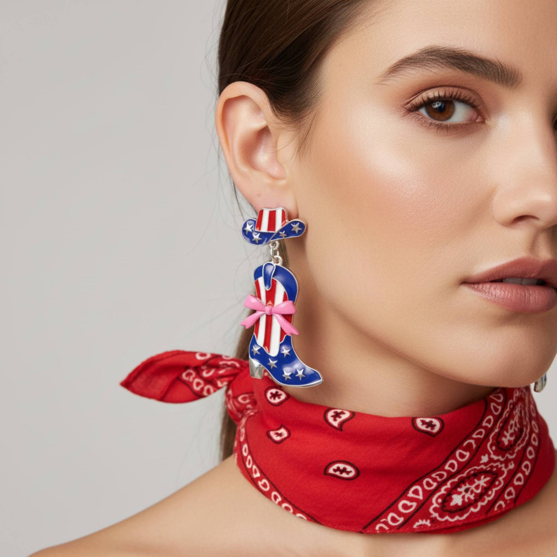 Patriotic Cowgirl Boot Post Earrings - ZumBuys