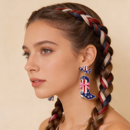 Patriotic Cowgirl Boot Post Earrings - ZumBuys