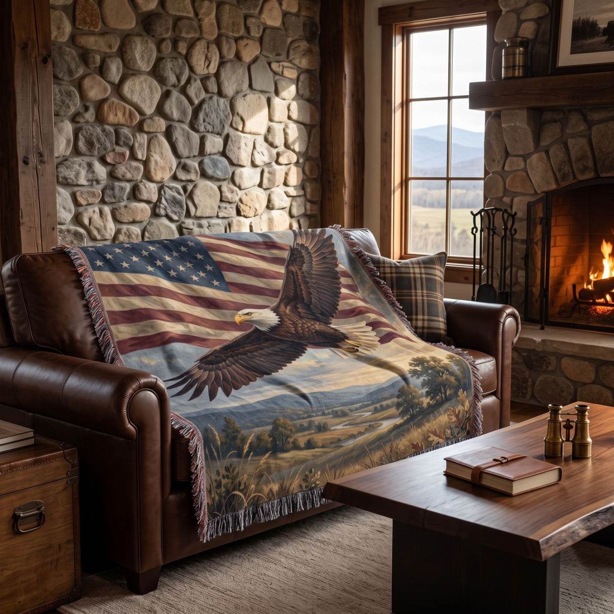 Patriotic Eagle Woven Blanket - ZumBuys