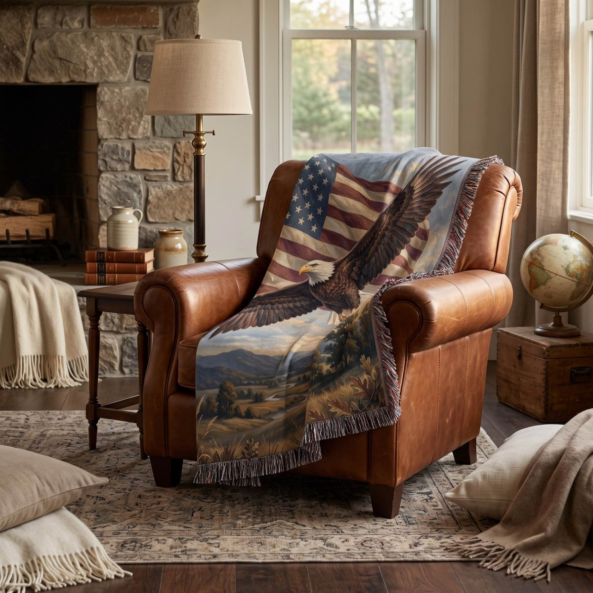 Patriotic Eagle Woven Blanket - ZumBuys
