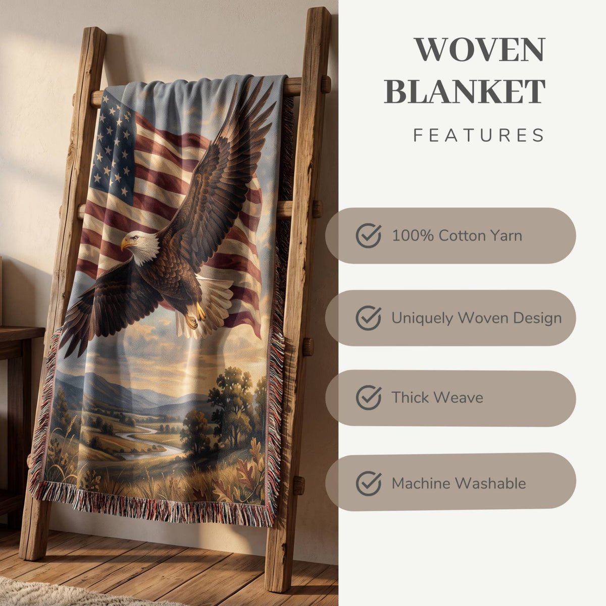 Patriotic Eagle Woven Blanket - ZumBuys