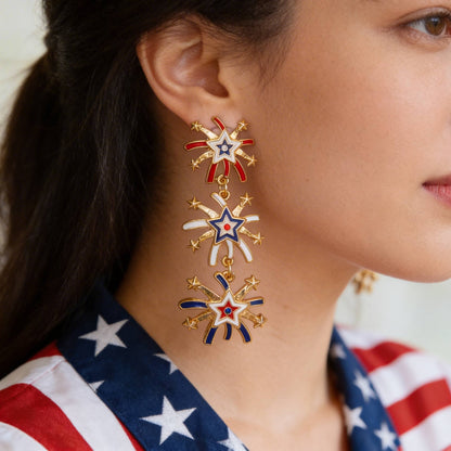 Patriotic Starburst Dangle Earrings - ZumBuys